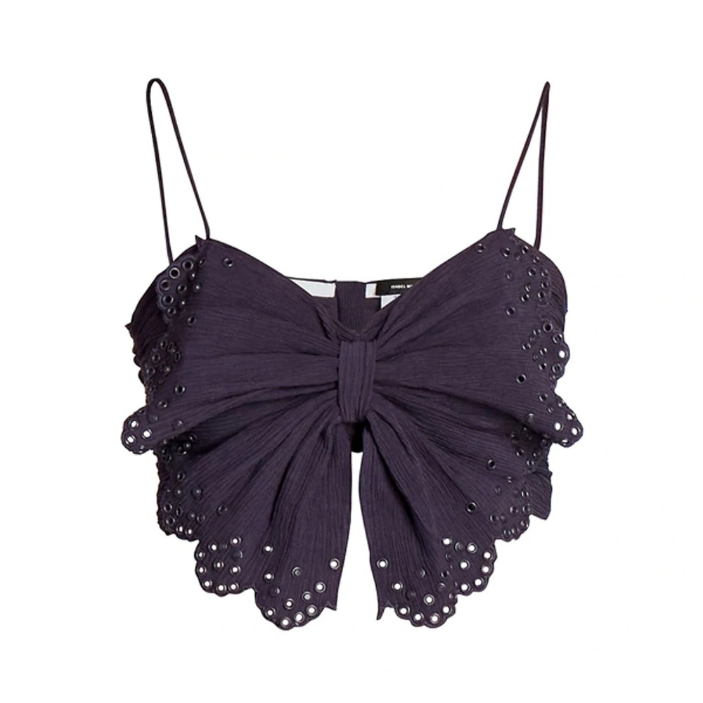 Isabel Marant Linece Butterfly Crinkle Cotton & Silk Crop Top